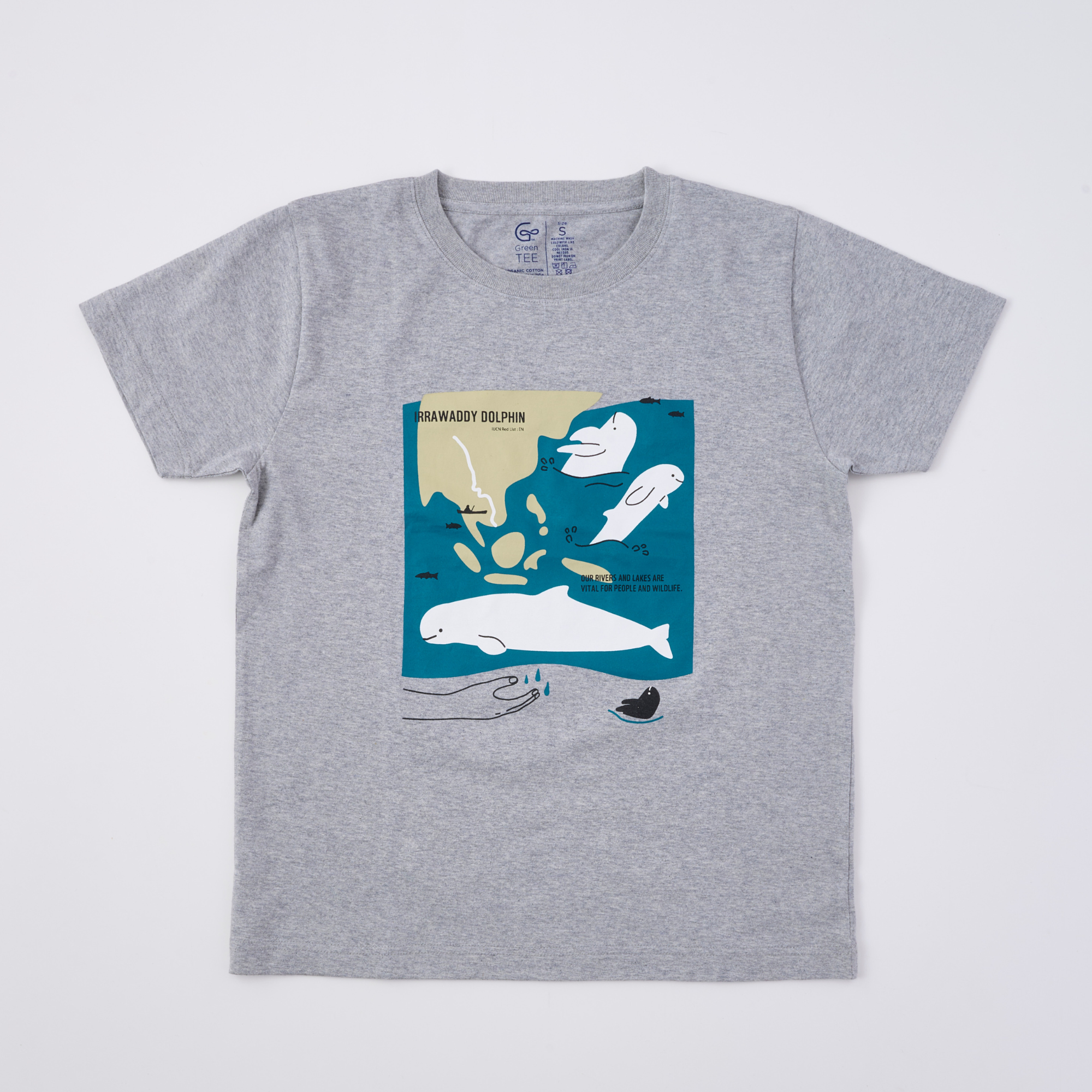 オーガニックコットン Tシャツ カワゴンドウ(イラワジイルカ)男女 オーガニックコットン Tシャツ カワゴンドウ(イラワジイルカ)男女