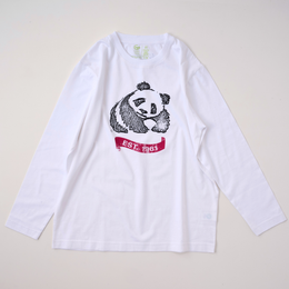オーガニックコットン WWF 1961 PANDA ロンT シロ 男女兼用地