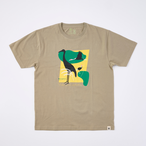 オーガニックコットン Tシャツ マナヅル1 カーキ