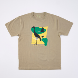 オーガニックコットン Tシャツ マナヅル1 カーキ