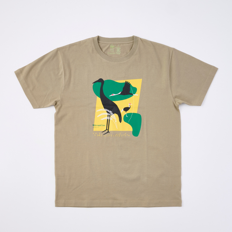 オーガニックコットン Tシャツ マナヅル1 カーキ