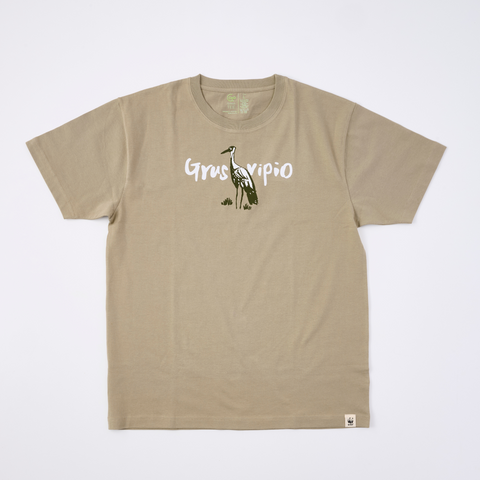 オーガニックコットン Tシャツ マナヅル2 カーキ