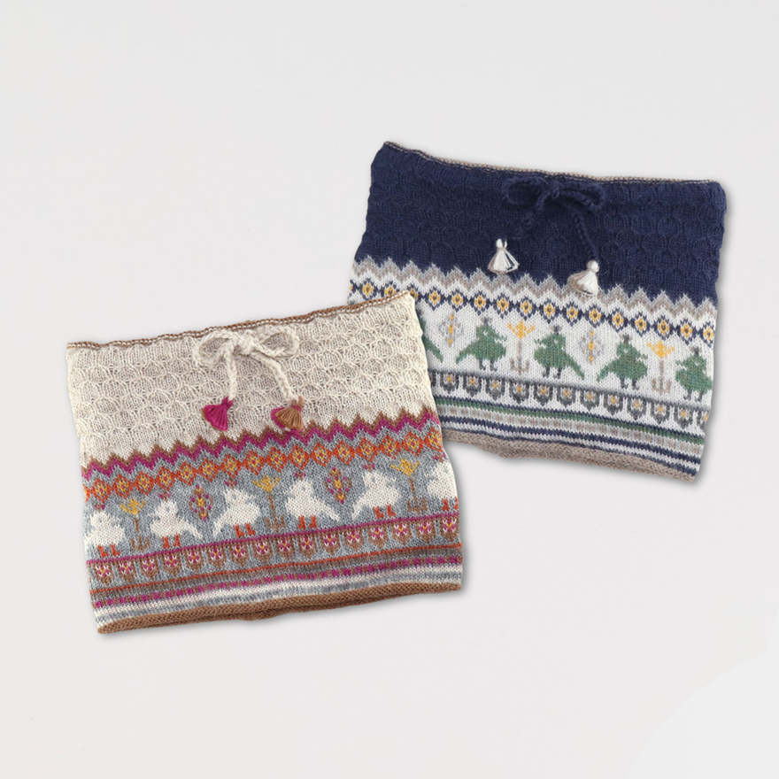 アルパカ ネックウォーマー 兼ニット帽 鳥のダンス