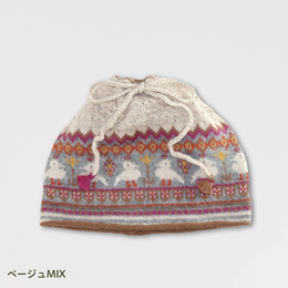 アルパカ ネックウォーマー 兼ニット帽 鳥のダンス