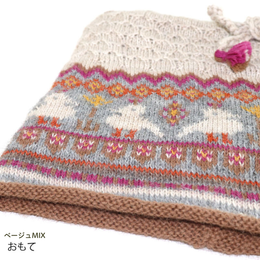 アルパカ ネックウォーマー 兼ニット帽 鳥のダンス