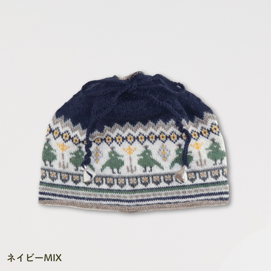 アルパカ ネックウォーマー 兼ニット帽 鳥のダンス