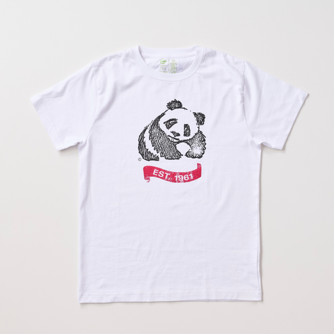 オーガニックコットン WWF 1961 PANDA Tシャツ シロ地 男女兼用