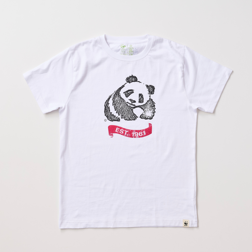 オーガニックコットン WWF 1961 PANDA Tシャツ シロ地