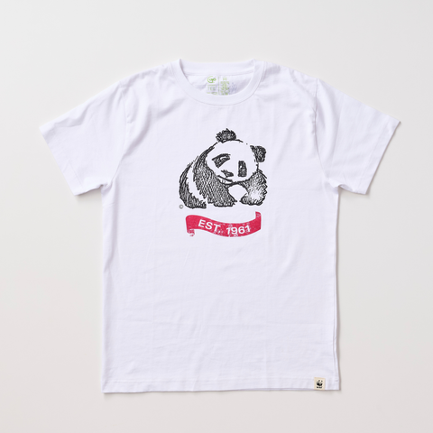 オーガニックコットン WWF 1961 PANDA Tシャツ シロ地