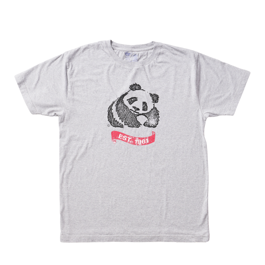 オーガニックコットン WWF 1961 PANDA Tシャツ 杢グレー 男女兼用