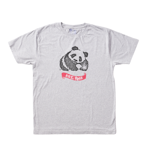 オーガニックコットン WWF 1961 PANDA Tシャツ 杢グレー 男女兼用