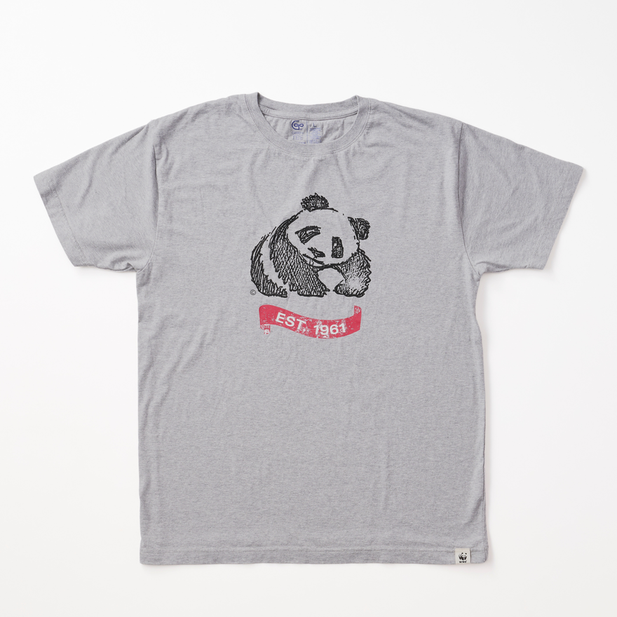 オーガニックコットン WWF 1961 PANDA Tシャツ 杢グレー