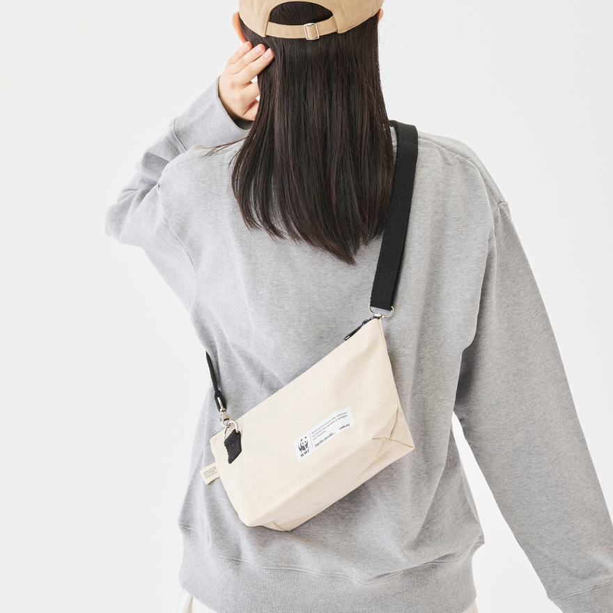ショルダーポーチ GOTS認証 14ozキャンバス地 生成り