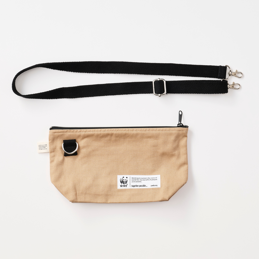 ショルダーポーチ GOTS認証 コットンツイル地 ベージュ