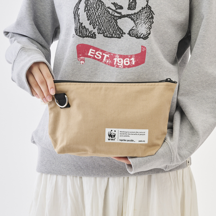 ショルダーポーチ GOTS認証 コットンツイル地 ベージュ