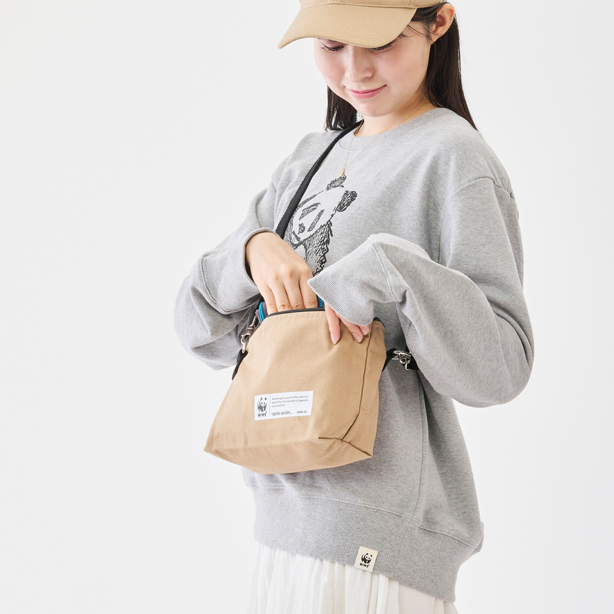 ショルダーポーチ GOTS認証 コットンツイル地 ベージュ