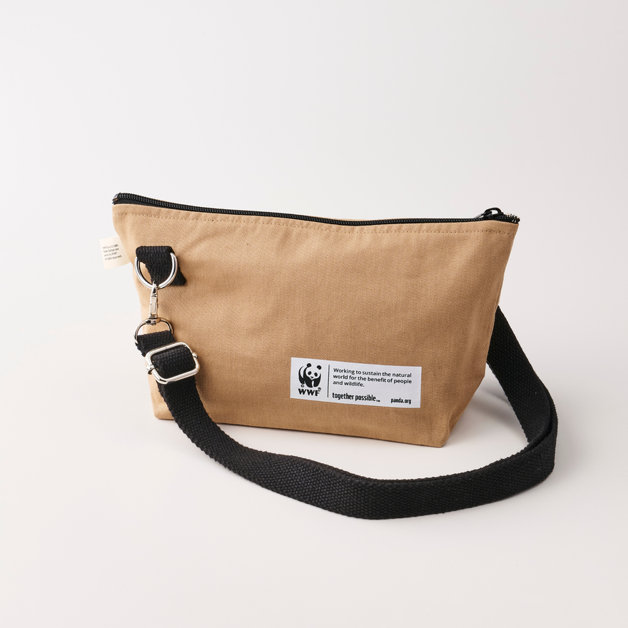 ショルダーポーチ GOTS認証 コットンツイル地 ベージュ