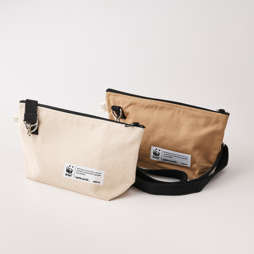 ショルダーポーチ GOTS認証 コットンツイル地 ベージュ