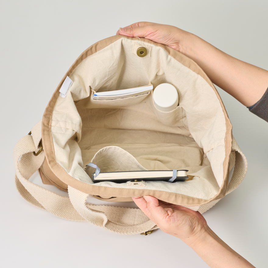 ポケットトート GOTS認証 コットンツイル地 ベージュ