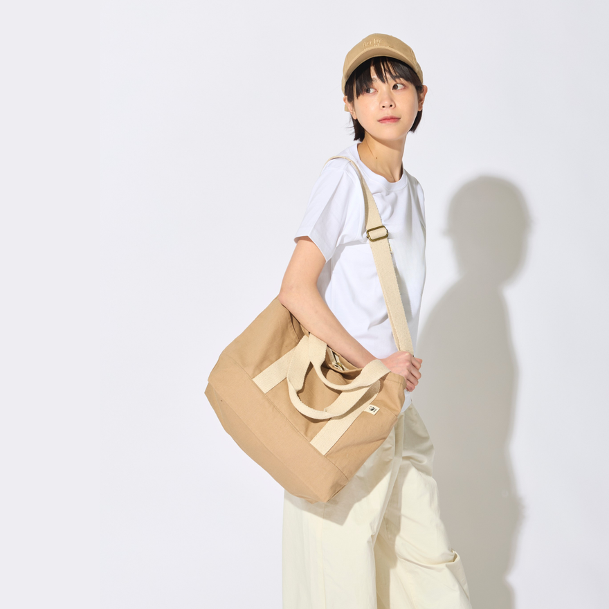 ポケットトート GOTS認証 コットンツイル地 ベージュ