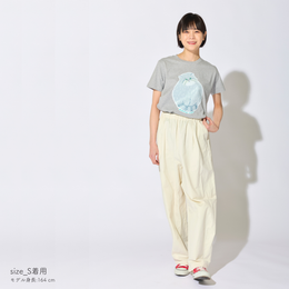 オーガニックコットン Tシャツ しっぽふみふみマヌルネコ  杢グレー 男女兼用