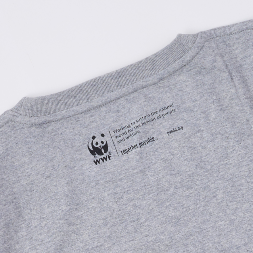 オーガニックコットン Tシャツ しっぽふみふみマヌルネコ  杢グレー 男女兼用