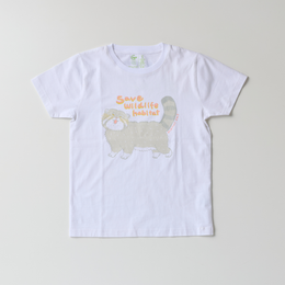オーガニックコットン Tシャツ マヌルネコの叫び 白地 男女兼用