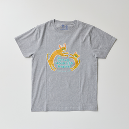 オーガニックコットン サーバル親子のジャンプ  Tシャツ 男女兼用　  杢グレー