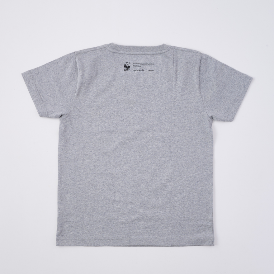オーガニックコットン サーバル親子のジャンプ  Tシャツ 男女兼用　  杢グレー