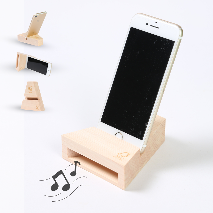木製 スマホスタンドスピーカー 森林認証