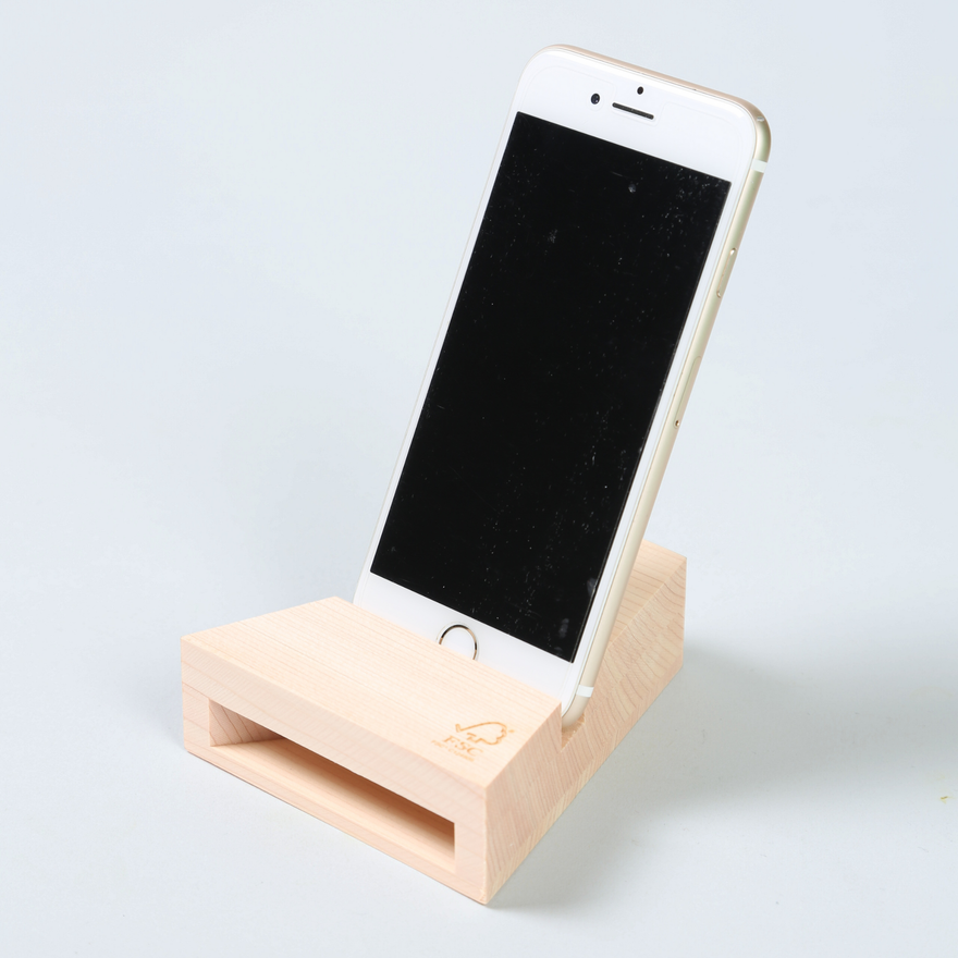 木製 スマホスタンドスピーカー 森林認証