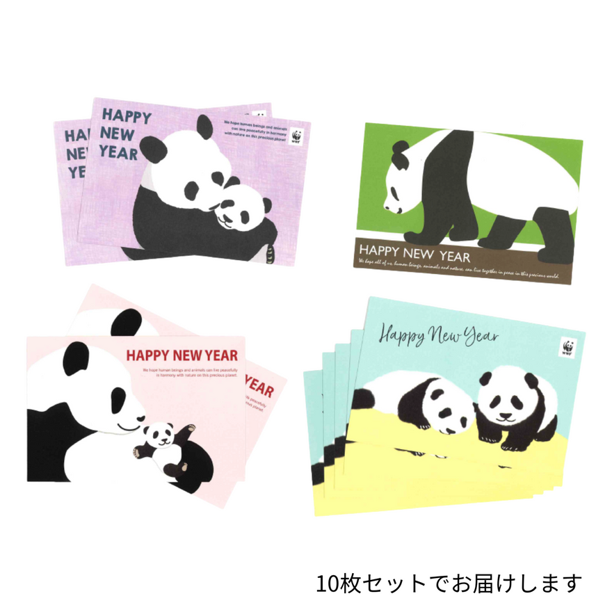 WWF 年賀状 パンダ柄アソート 10枚セット